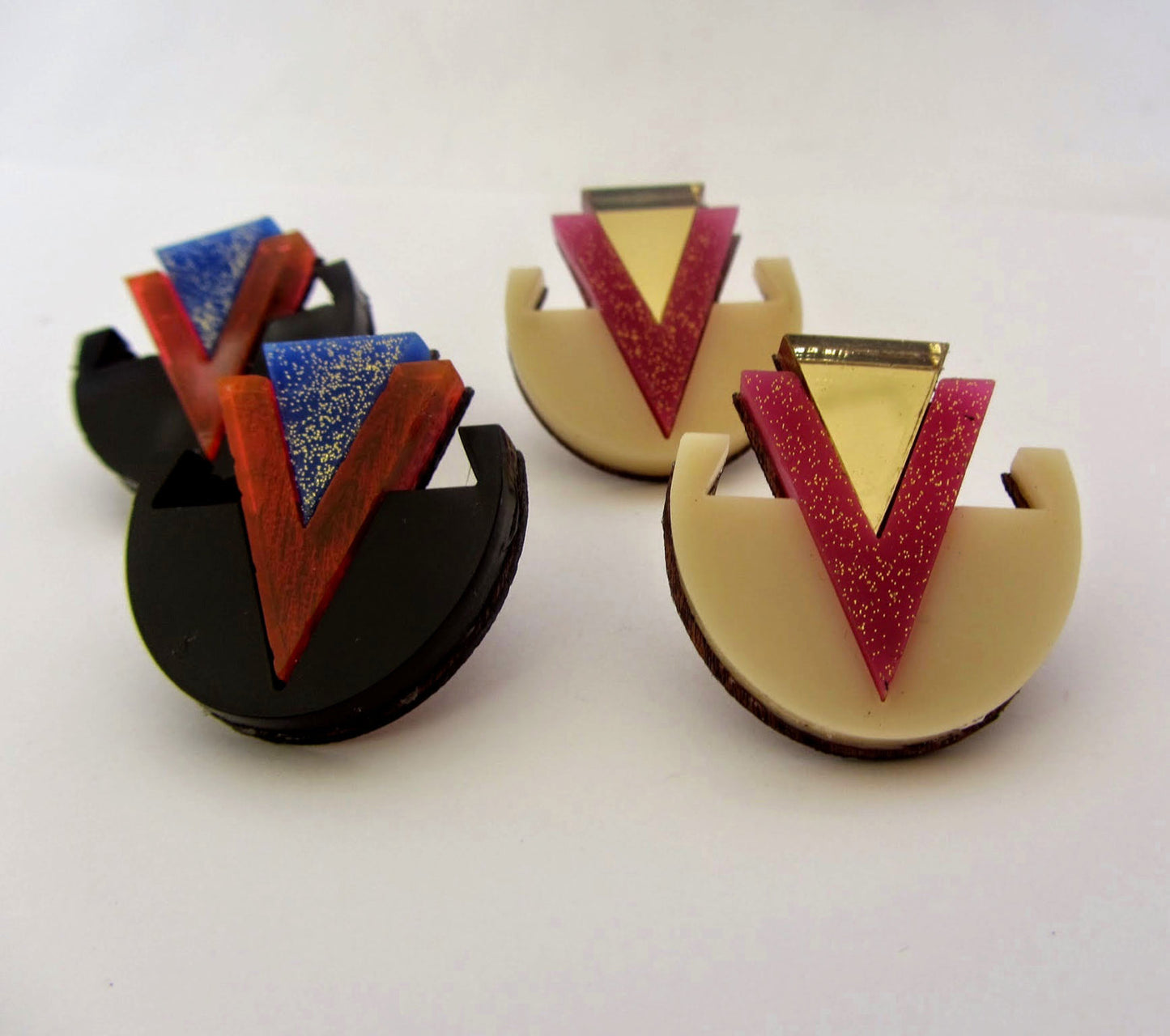 80s Art Deco earrings - Night & Day