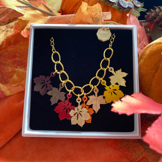 Autumn leaves rainbow necklace
