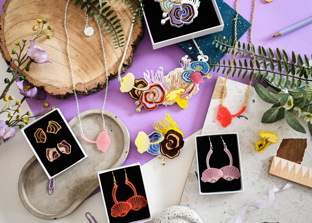 Citrine oyster mushroom pin