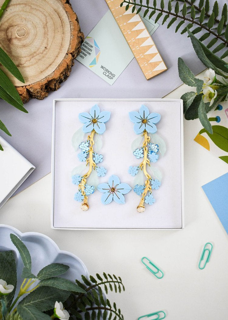 Forget-Me-Not statement earrings