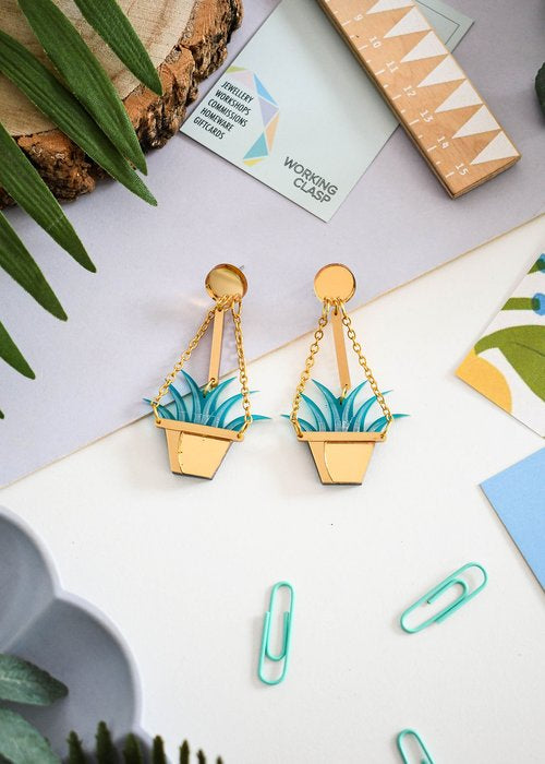 Aloe Vera hanging plant earrings