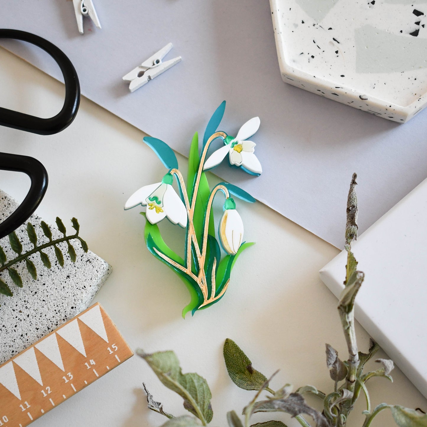 Snowdrop brooch