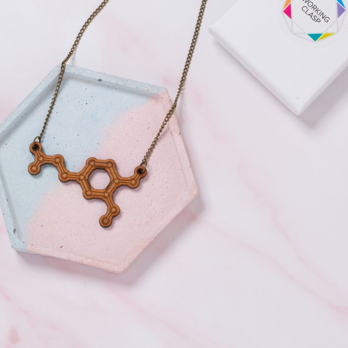Dopamine molecule necklace - 'The feel good/pleasure chemical'