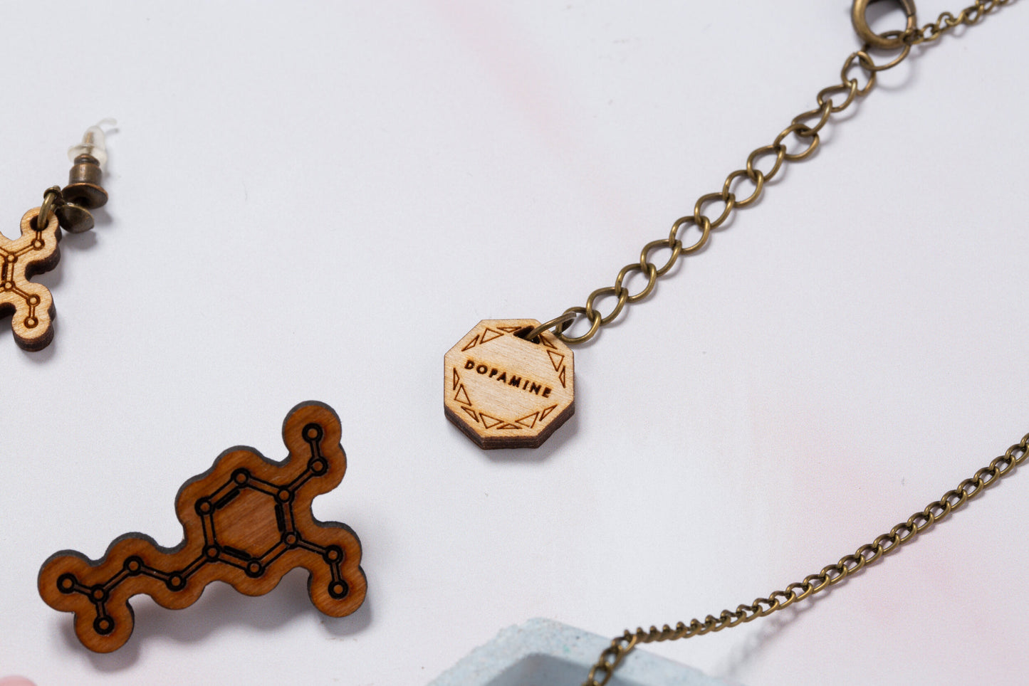 Dopamine molecule necklace - 'The feel good/pleasure chemical'