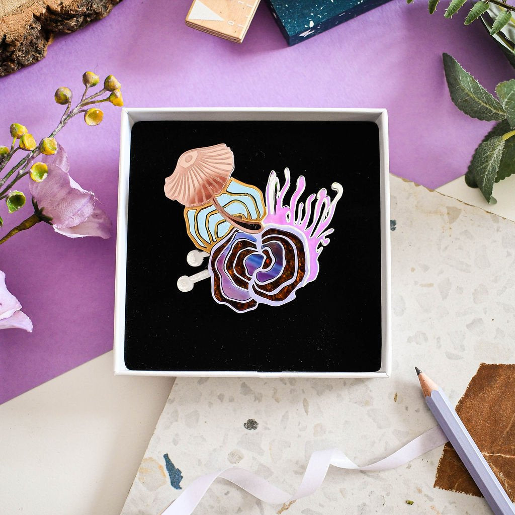 Enchanted mushroom brooch