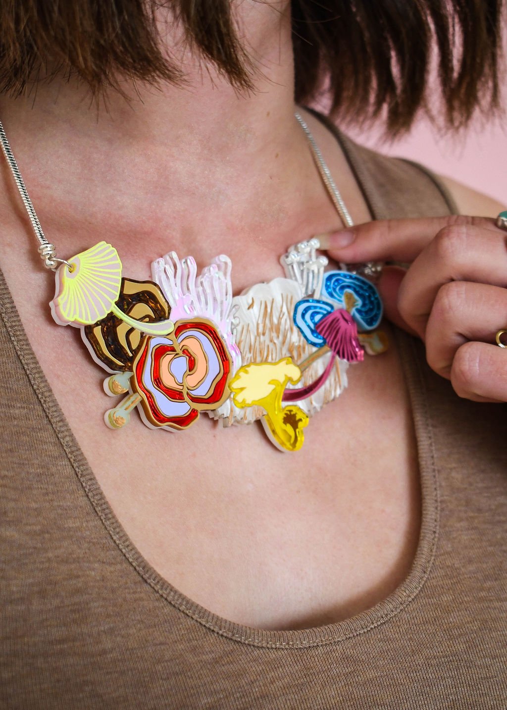 Fungi Wonderland statement necklace