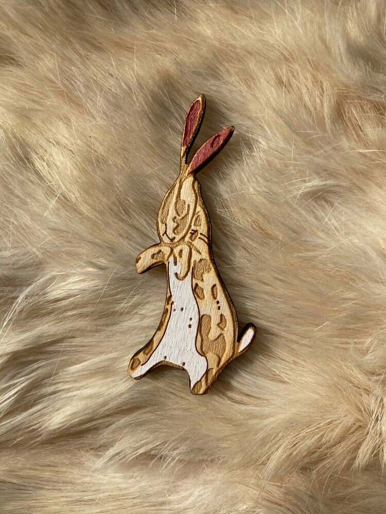 Velveteen rabbit pin badge