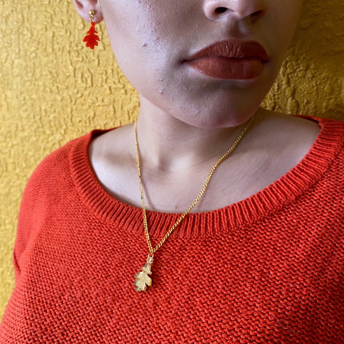 Oak Leaf Earrings & Necklace Set