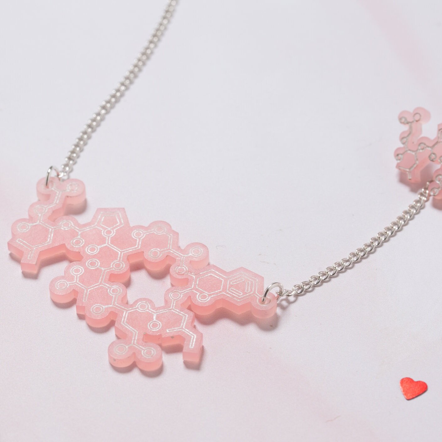 Oxytocin molecule necklace - special Valentines Day edition - blush pink!