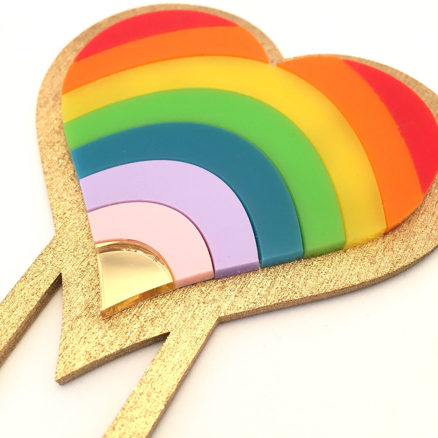 Rainbow heart hair comb