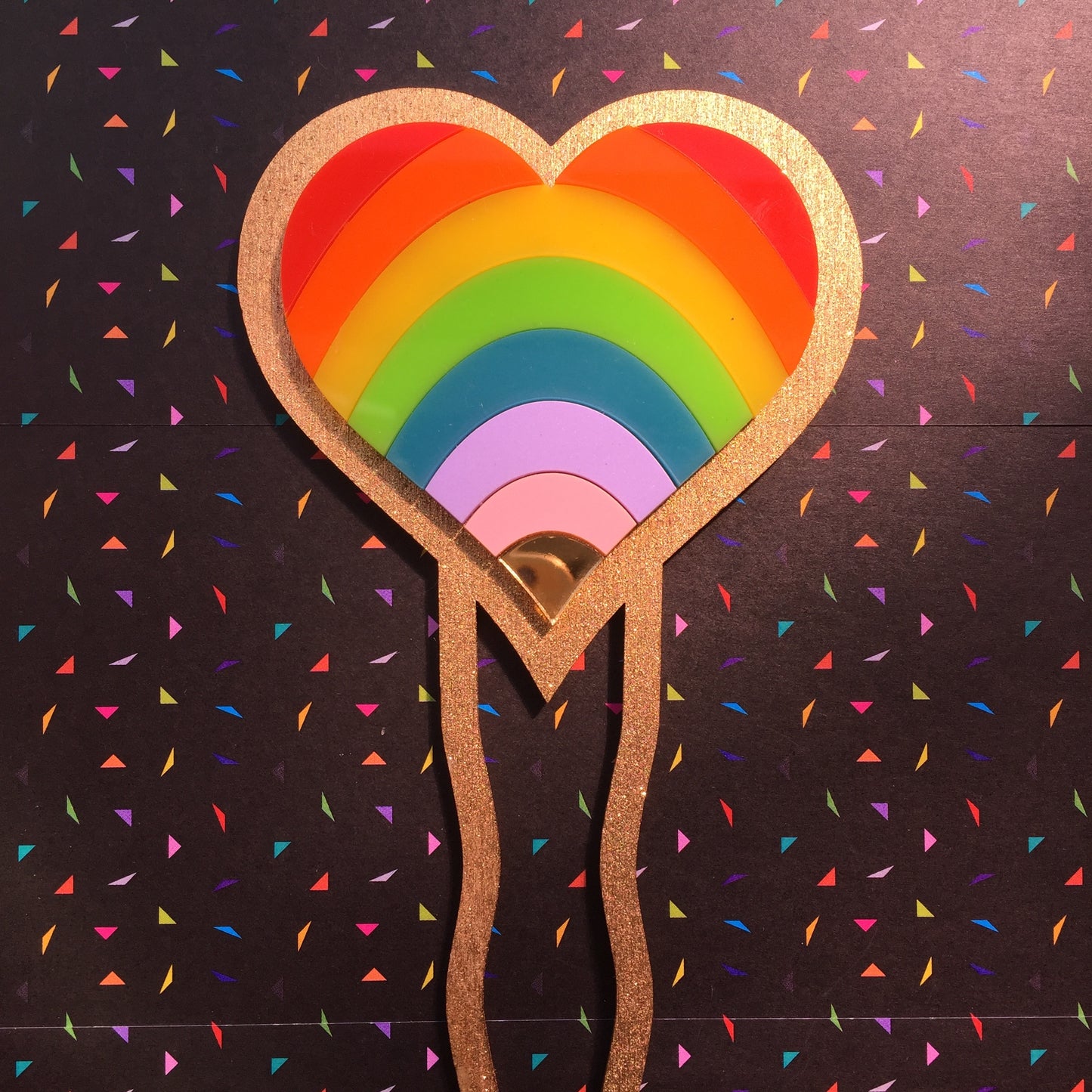 Rainbow heart hair comb