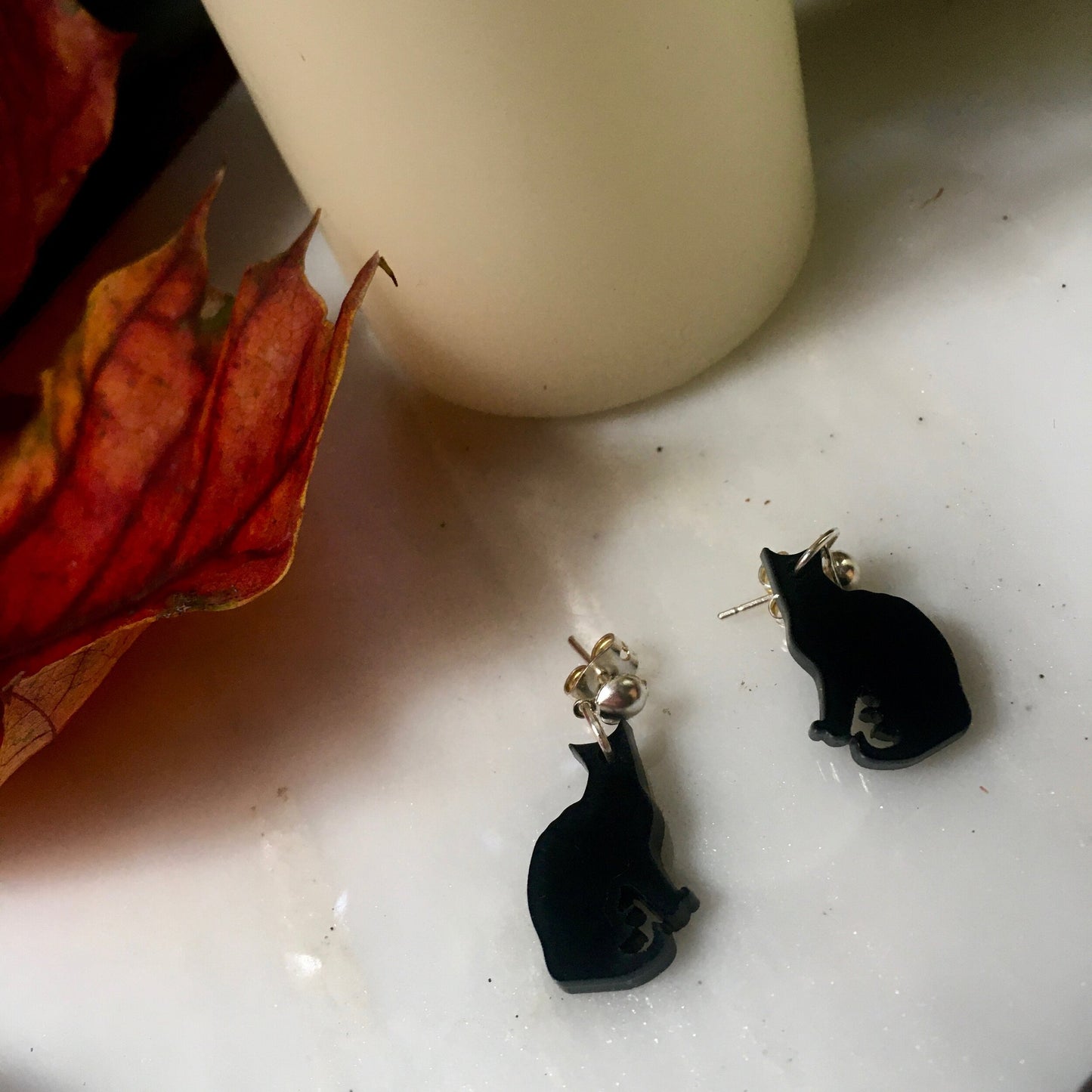 Salem black cat earrings