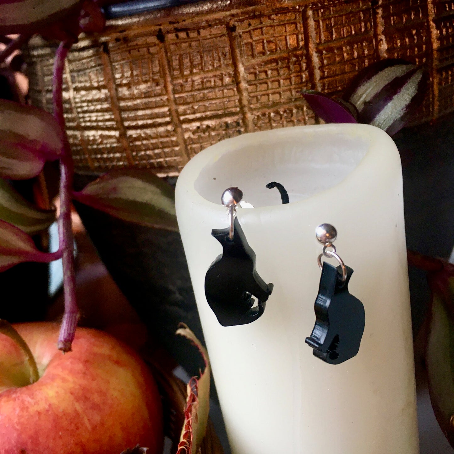 Salem black cat earrings