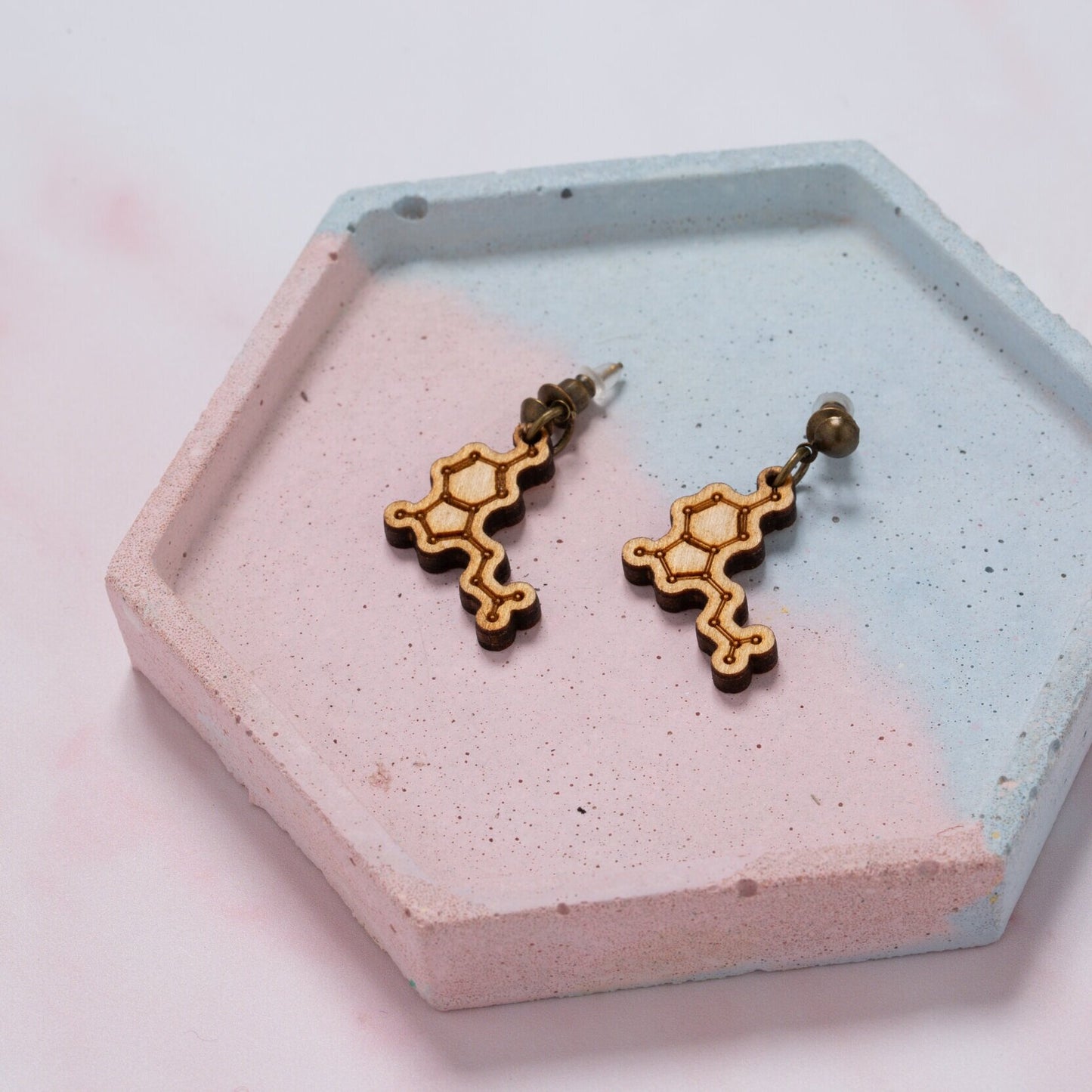 Serotonin molecule earrings: 'Happiness chemical'