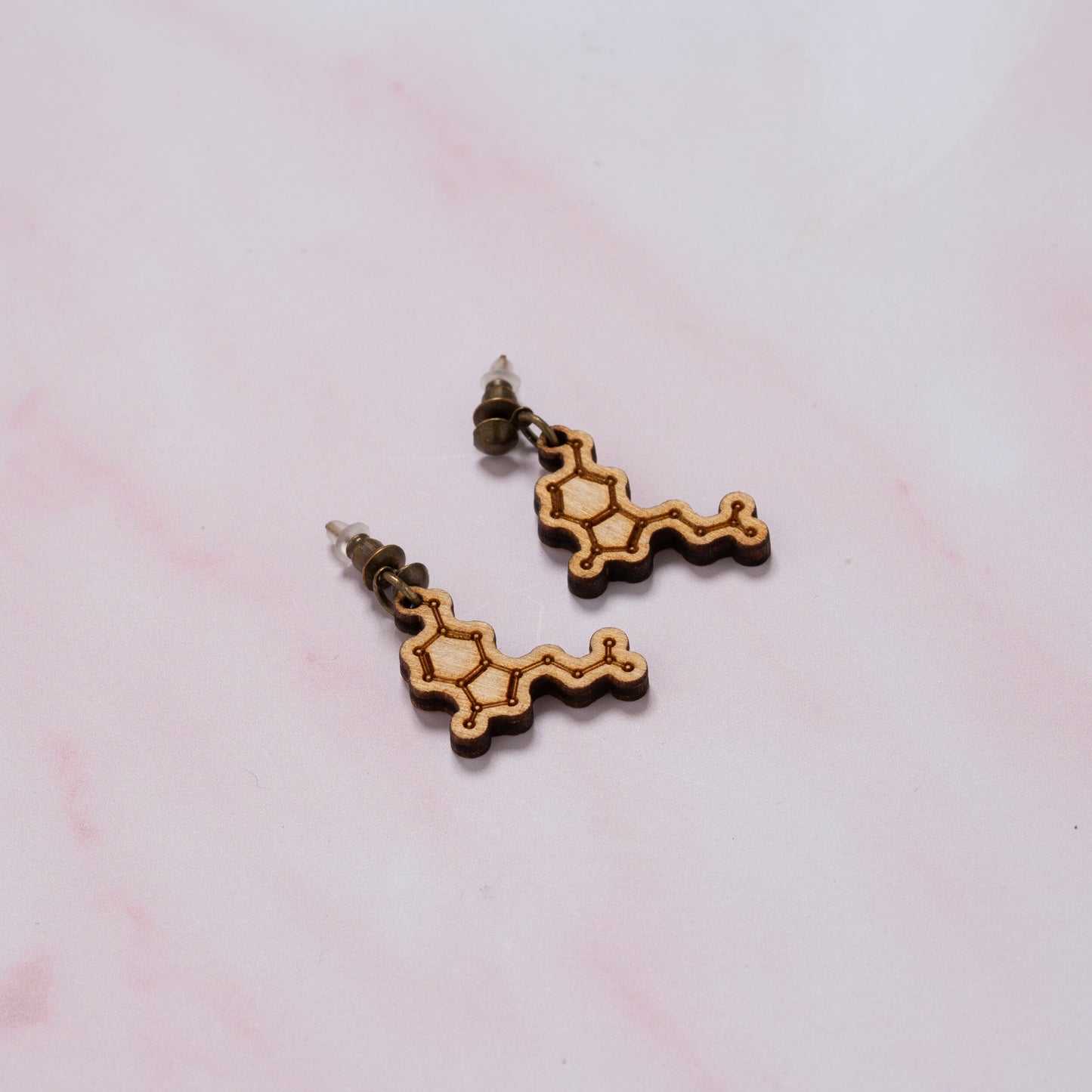 Serotonin molecule earrings: 'Happiness chemical'