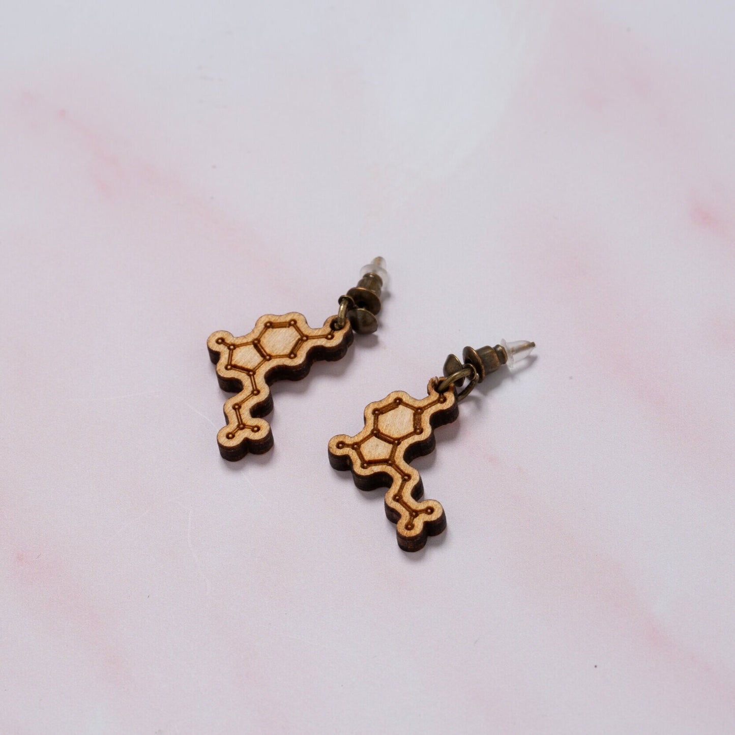 Serotonin molecule earrings: 'Happiness chemical'