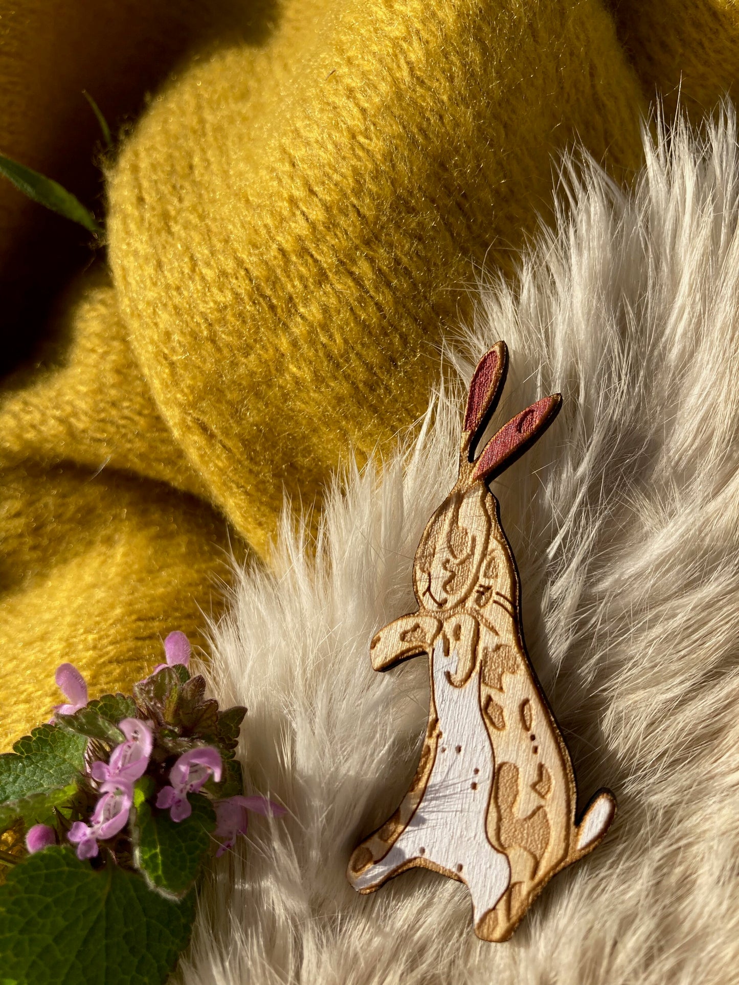 Velveteen rabbit pin badge