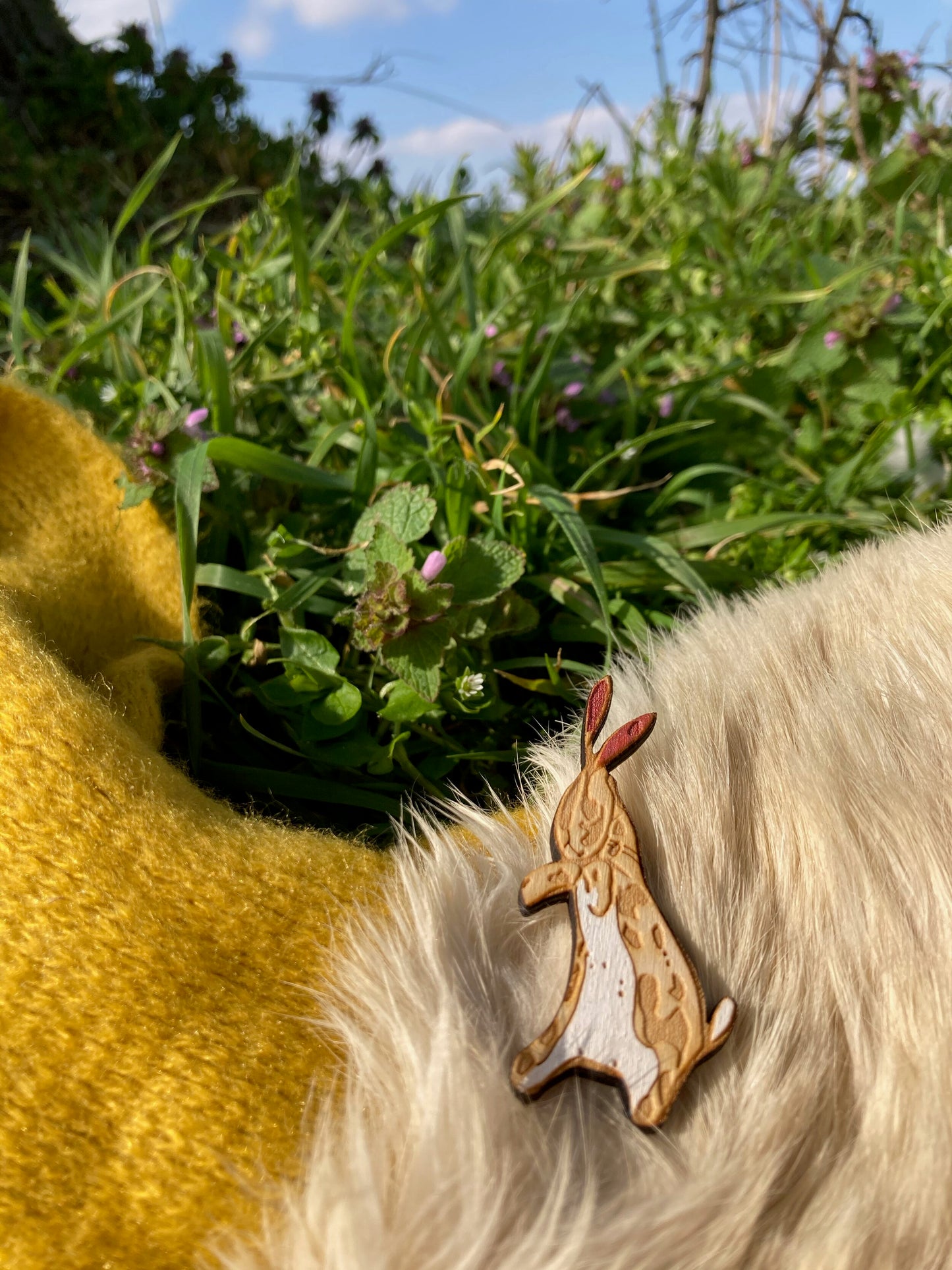 Velveteen rabbit pin badge