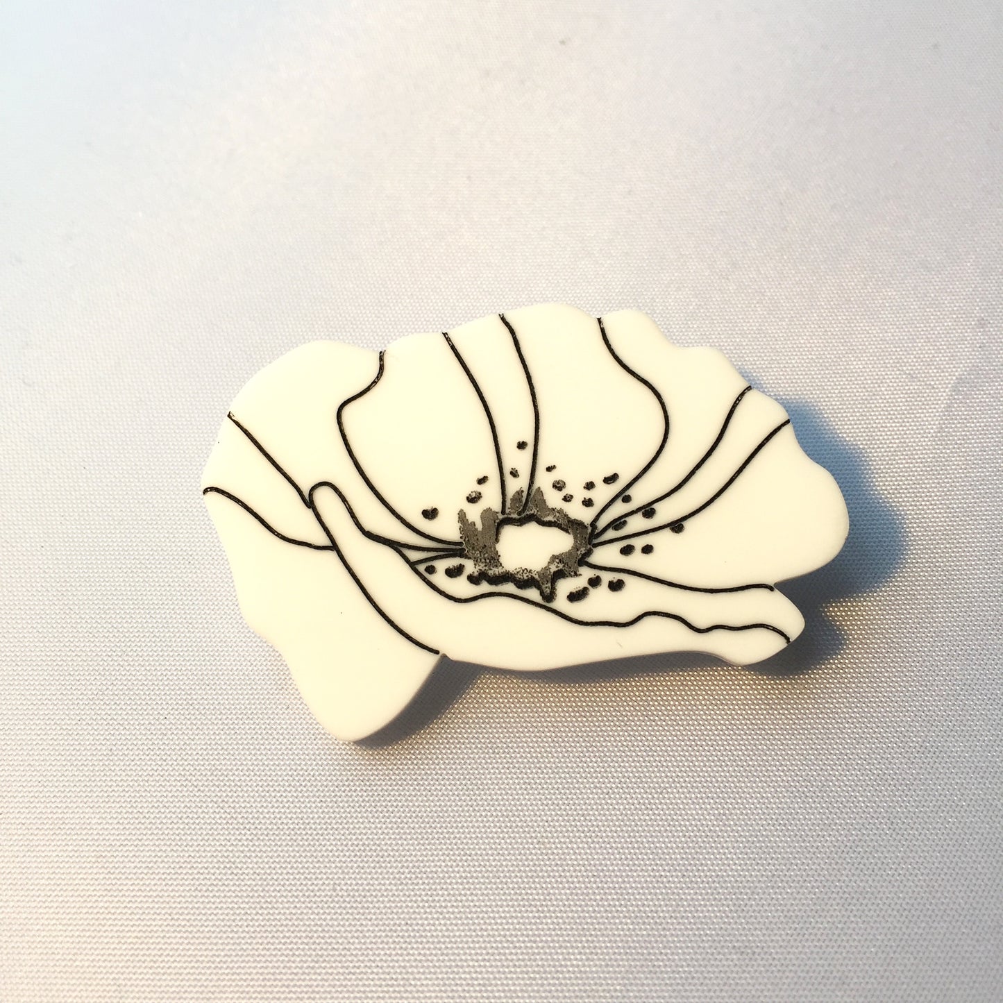 White peace poppy brooch