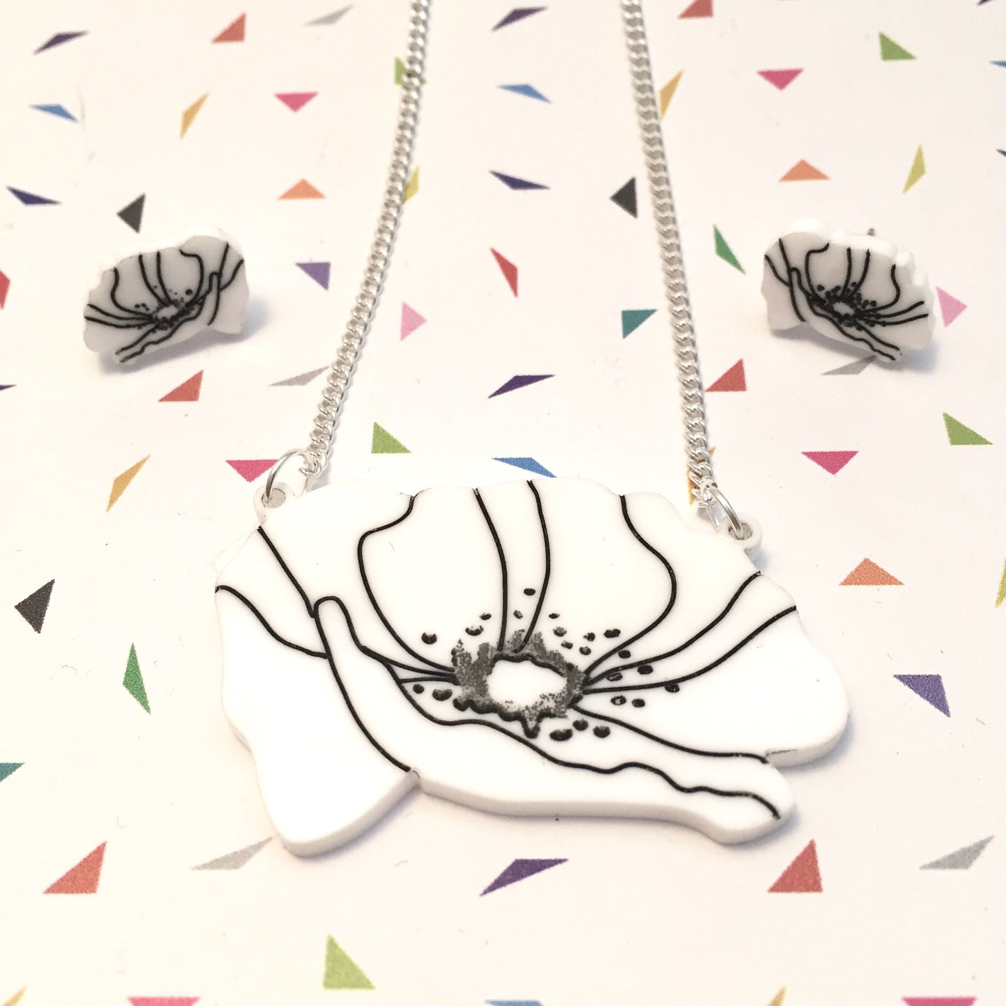 White Peace Poppy Necklace