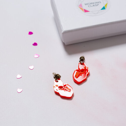 Anatomical heart earrings and necklace set