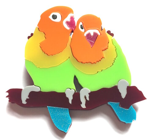 Lovebirds Brooch