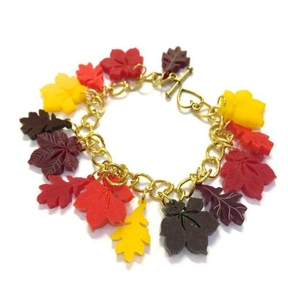 Autumn leaves chunky charm bracelet