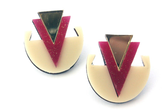 80s Art Deco earrings - Night & Day