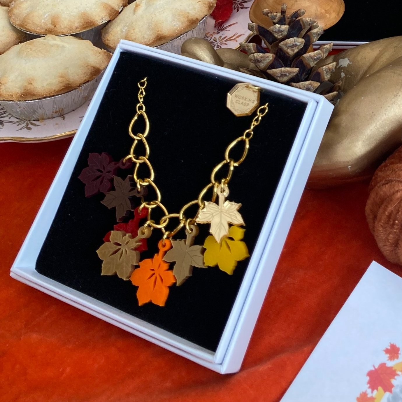 Autumn leaves rainbow necklace