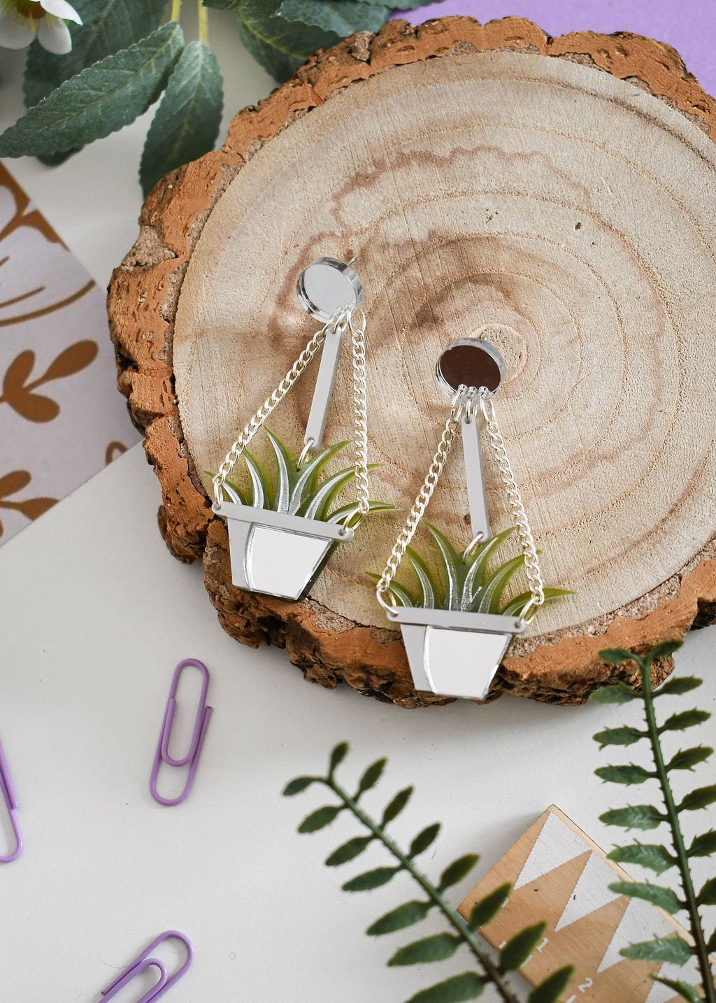 Aloe Vera hanging plant earrings