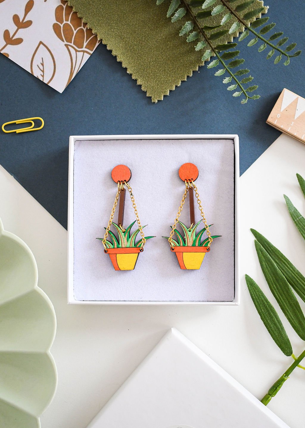 Aloe Vera hanging plant earrings