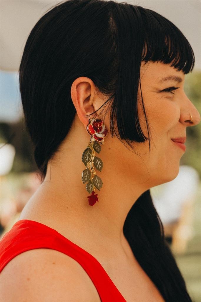 Rose statement earrings