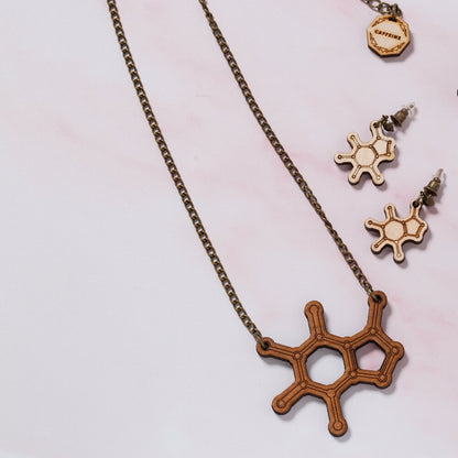 Caffeine molecule earrings - 'The Pep me up chemical'