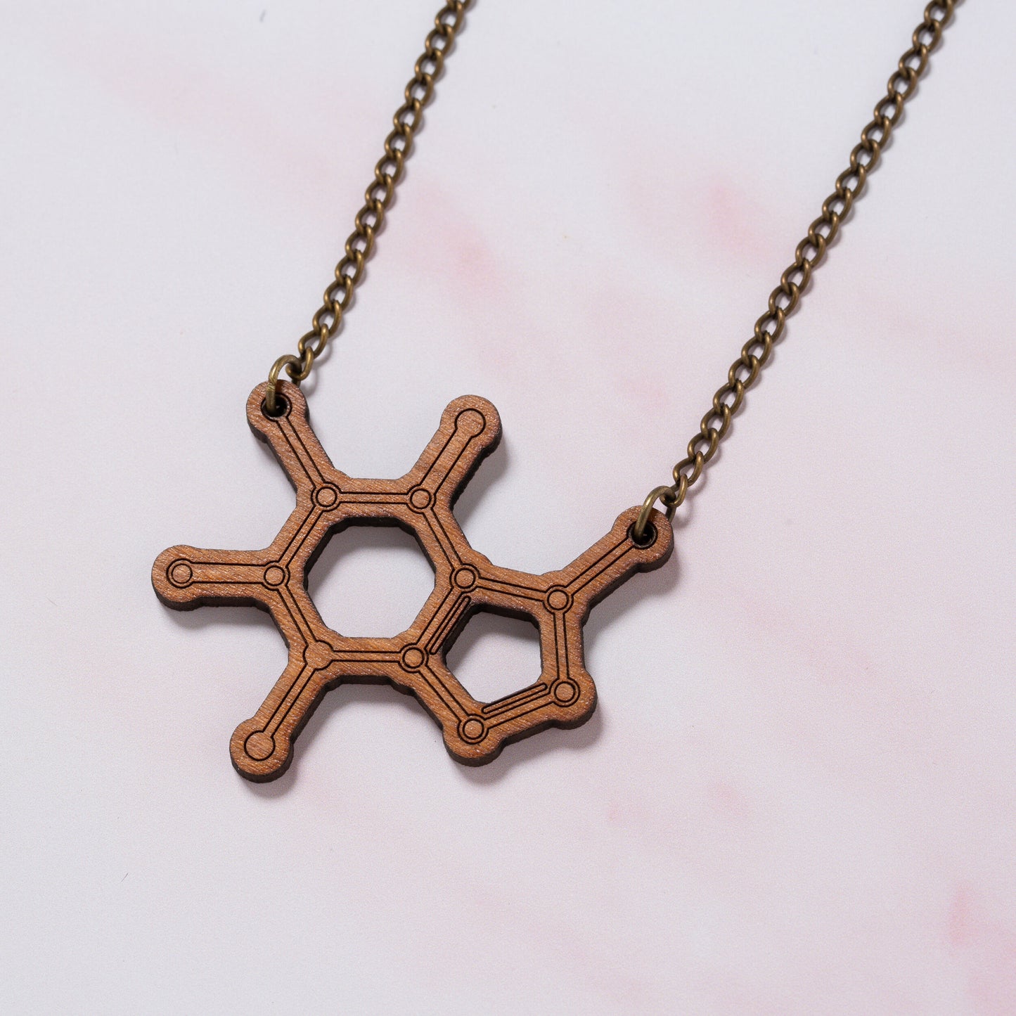 Caffeine molecule necklace