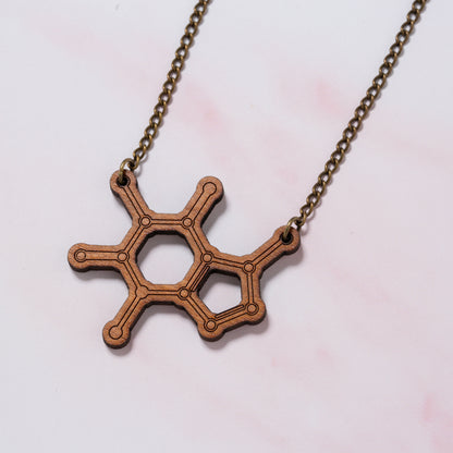Caffeine molecule necklace