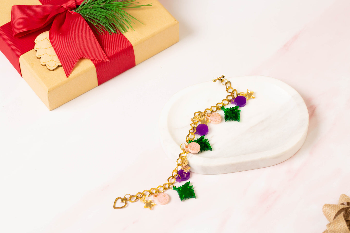 Christmas tree charm bracelet