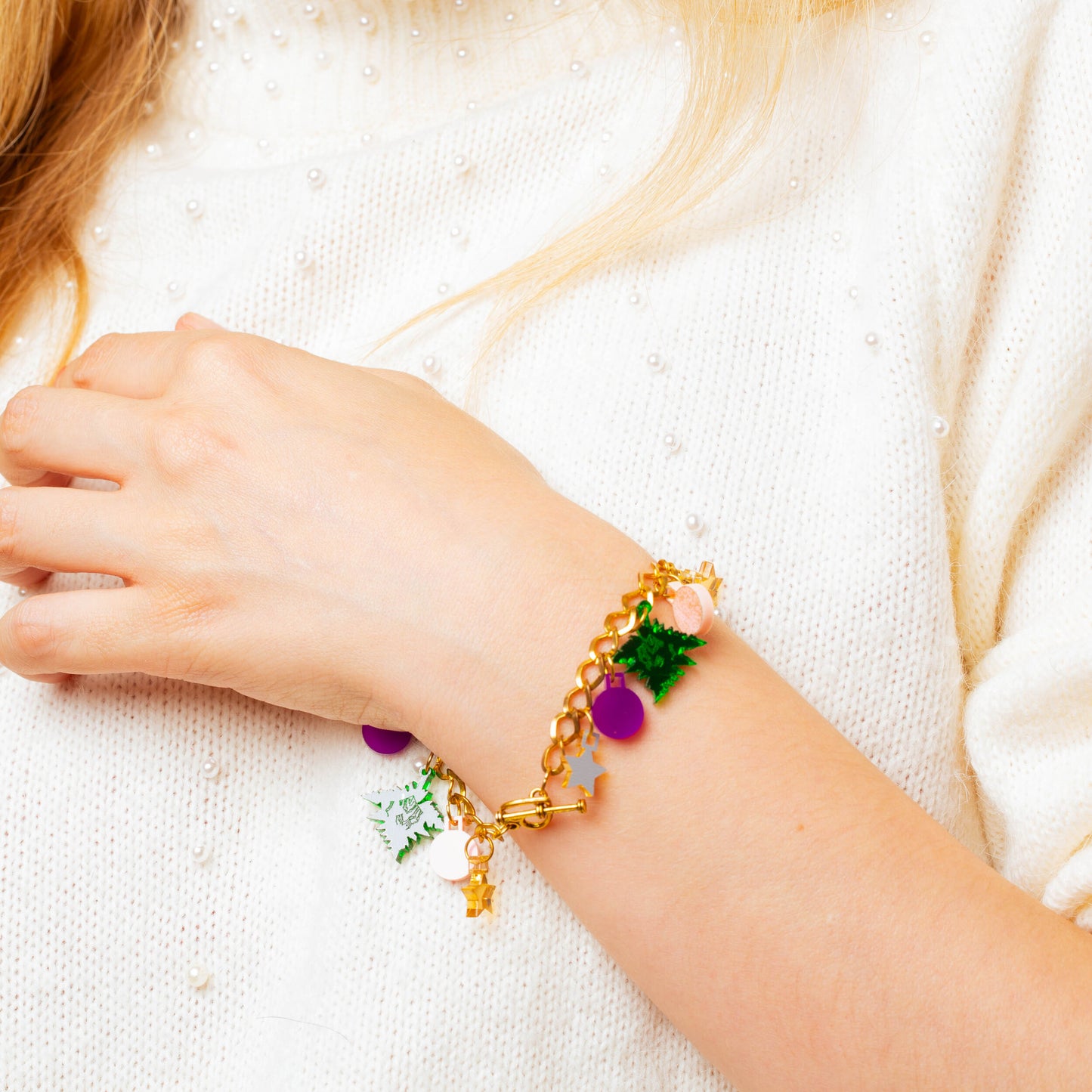 Christmas tree charm bracelet