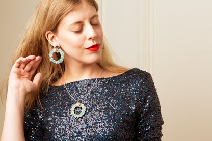 Christmas wreath earrings