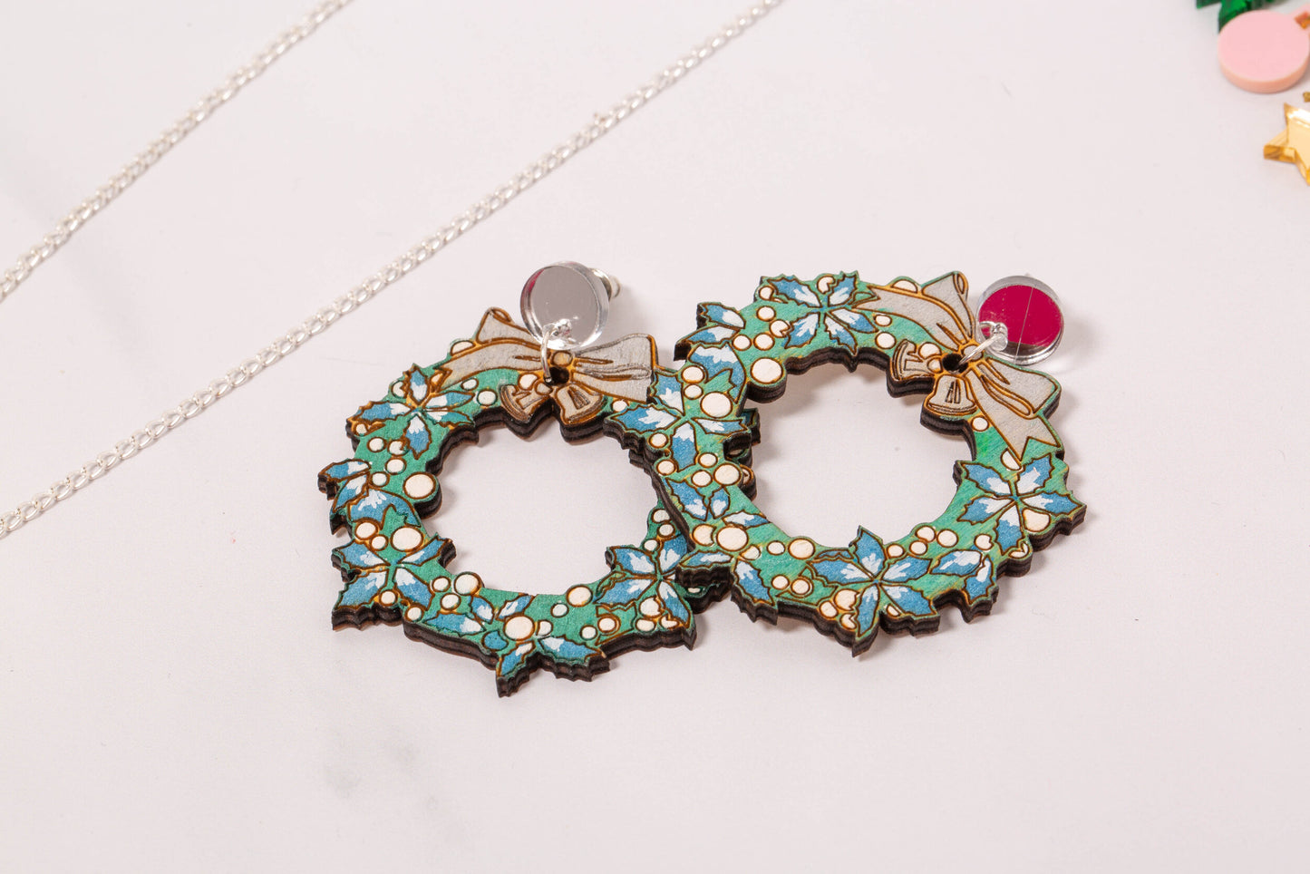 Christmas wreath earrings
