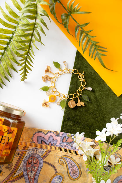 Sunflower & Honeybee Charm Bracelet