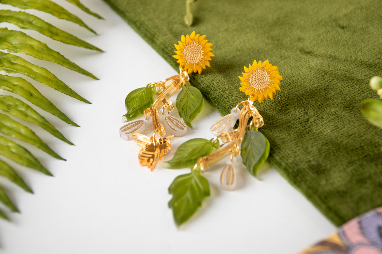 Sunflower & Honeybee Statement Earrings