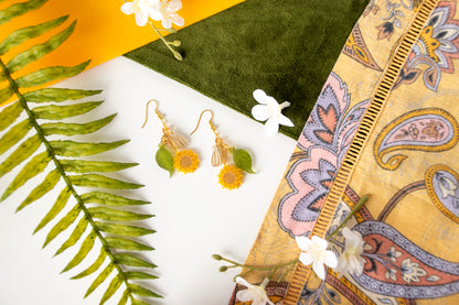 Sunflower & Honeybee Earrings