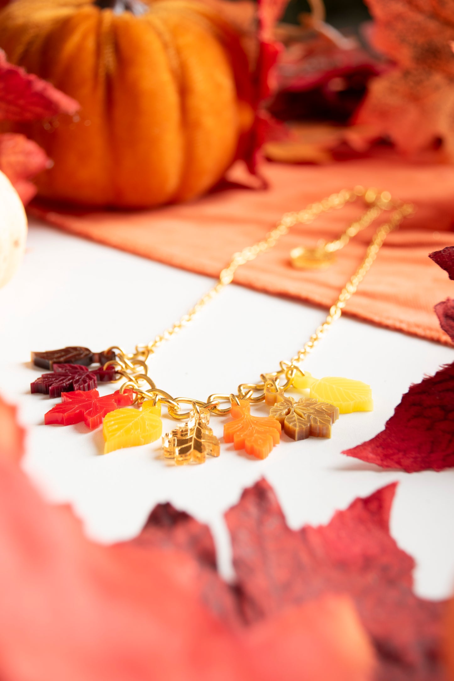 Autumn Leaves Rainbow Necklace