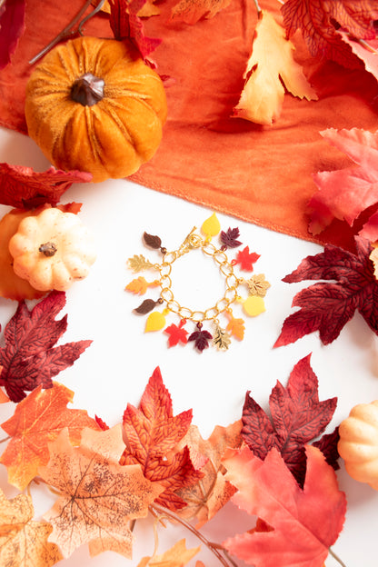 Autumn Leaves Rainbow Charm Bracelet
