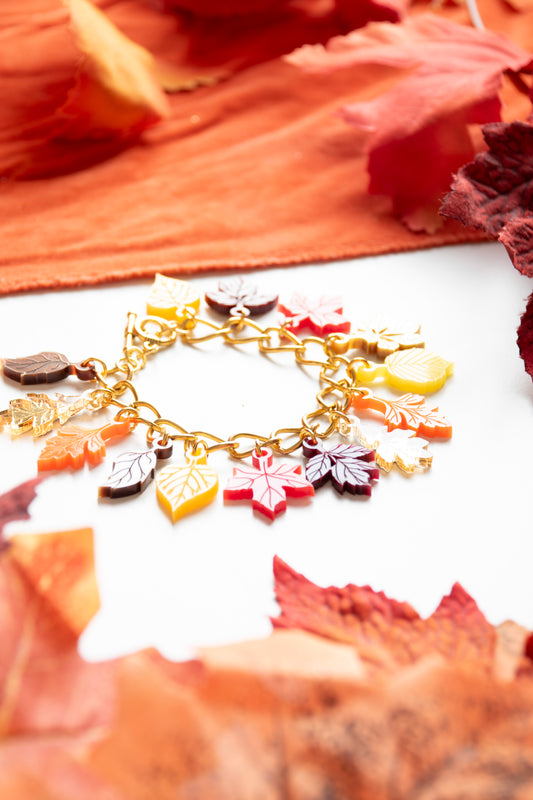 Autumn Leaves Rainbow Charm Bracelet