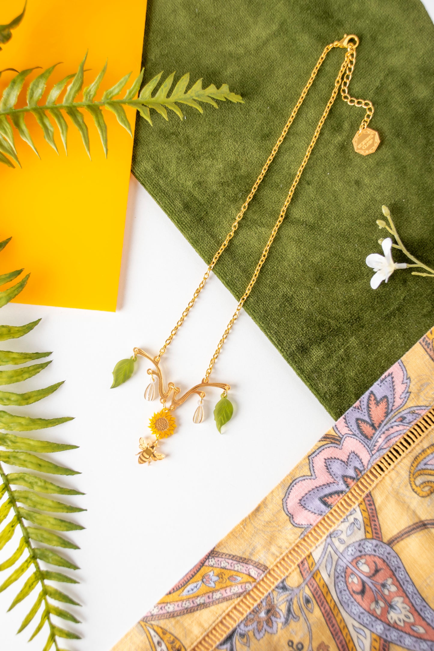 Sunflower & Honeybee Necklace