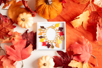 Autumn Leaves Rainbow Charm Bracelet