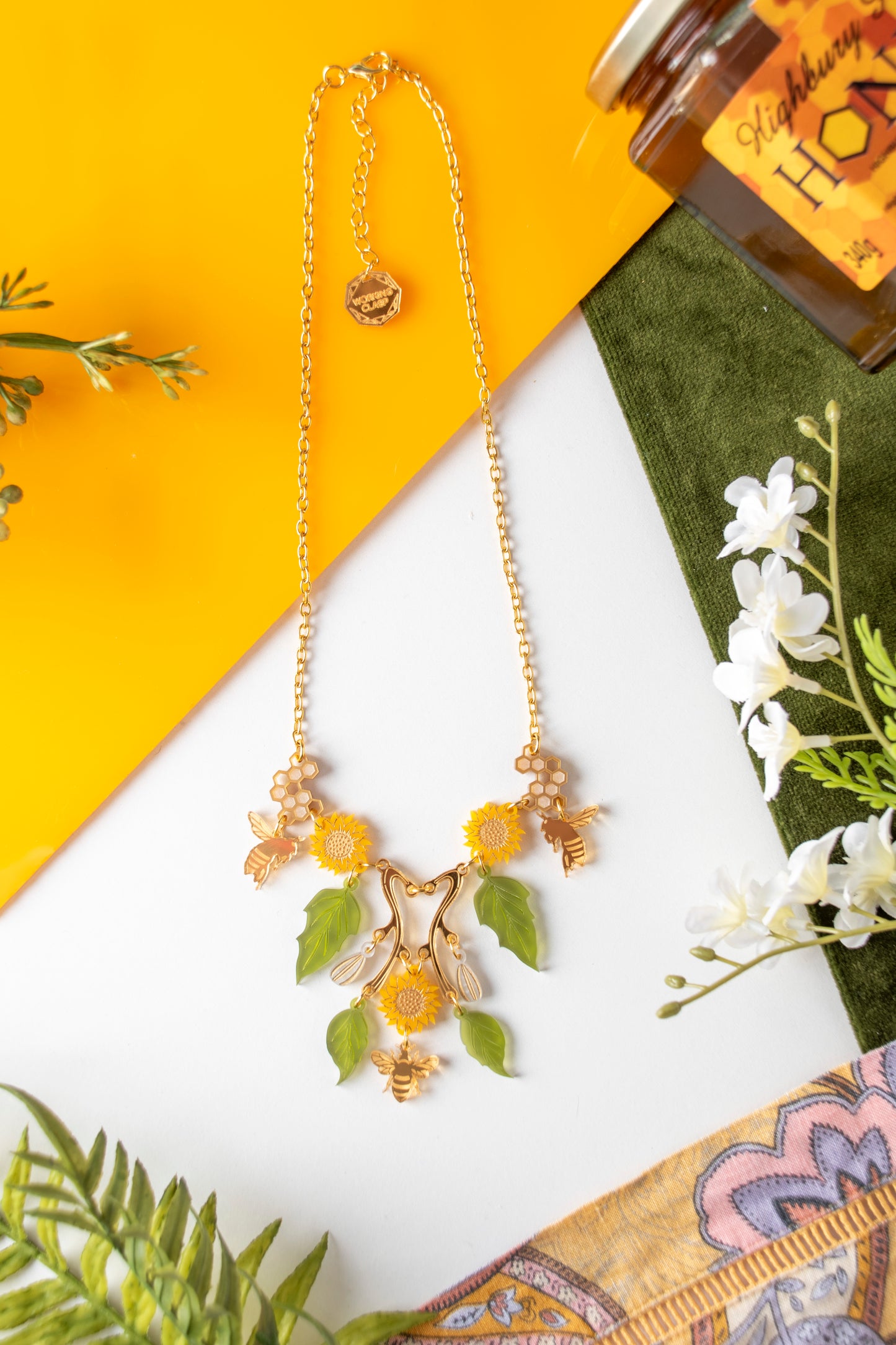 Sunflower & Honeybee Statement Necklace