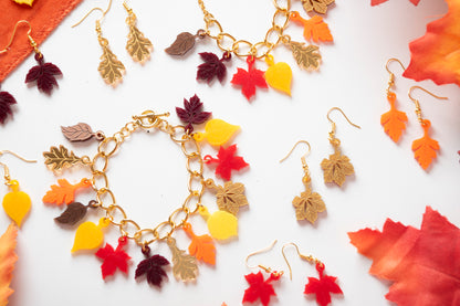 Autumn Leaves Rainbow Charm Bracelet