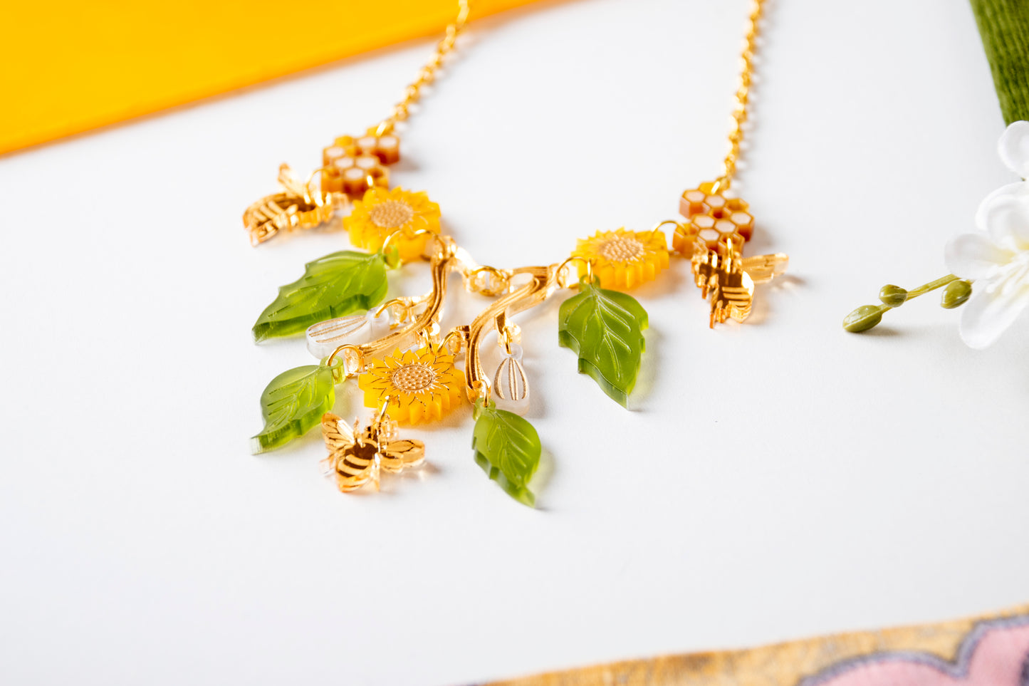 Sunflower & Honeybee Statement Necklace